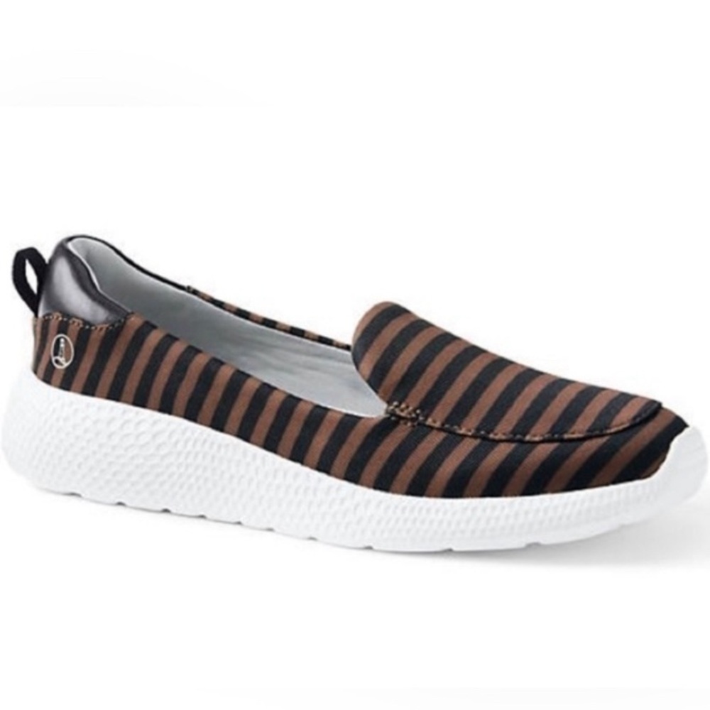 Lands’ End 9.5 D Wide Lightweight Comfort‎ SlipOn Shoes Brown & Black Stripe